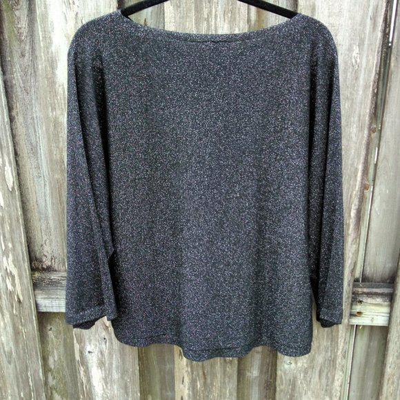 Eileen Fisher black metallic boat neck top Medium - Picture 5 of 5
